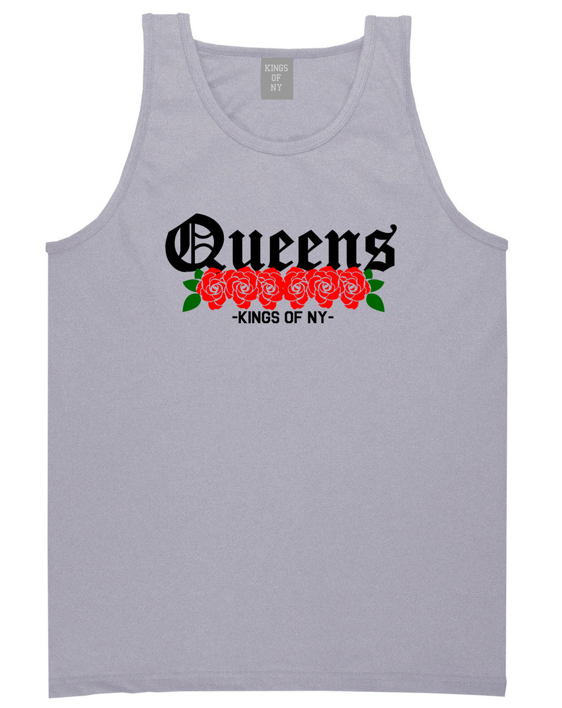 Queens Roses Kings Of NY Mens Tank Top T-Shirt Grey