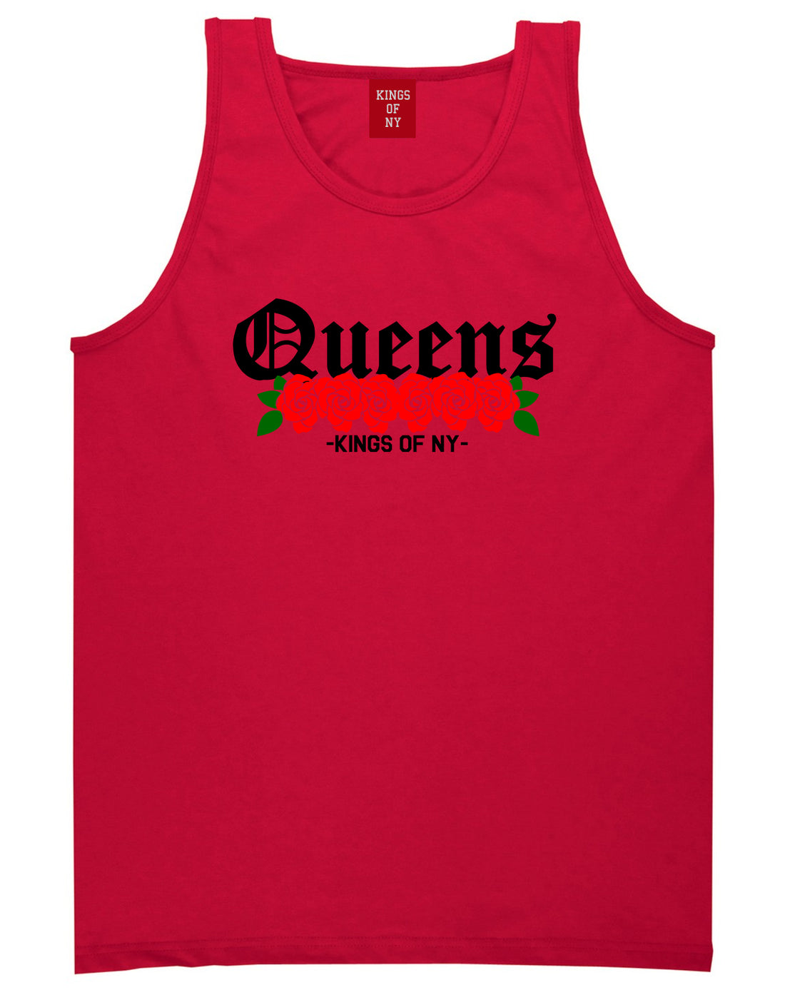 Queens Roses Kings Of NY Mens Tank Top T-Shirt Red