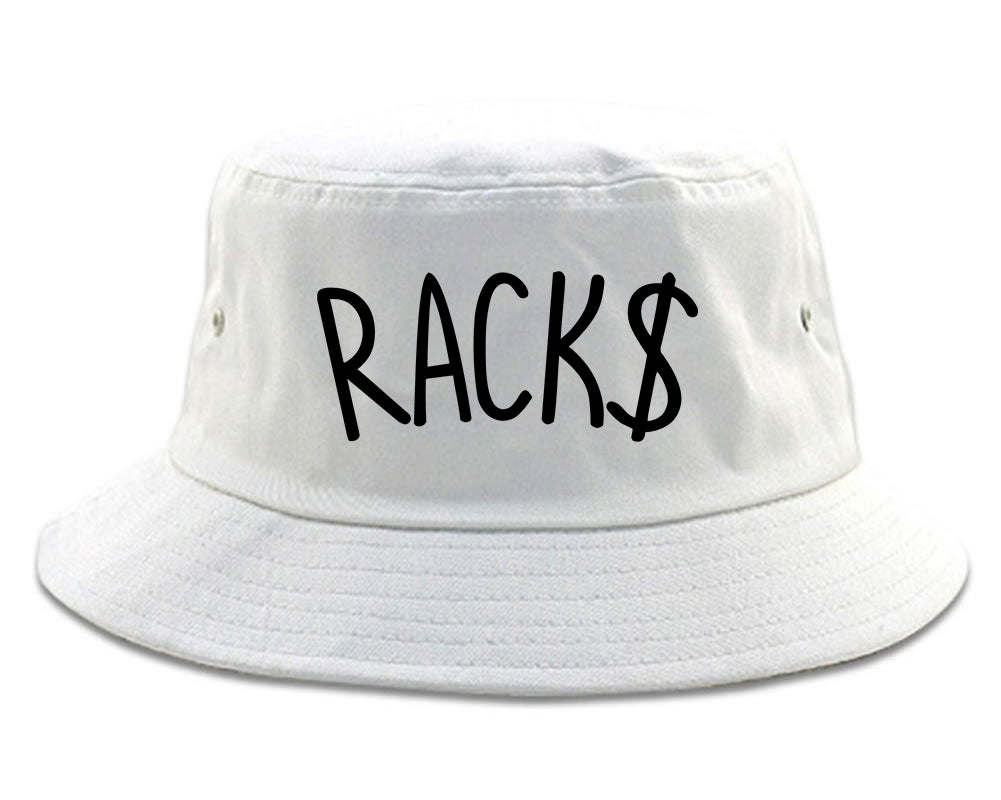 Racks Money Sign Mens Snapback Hat White