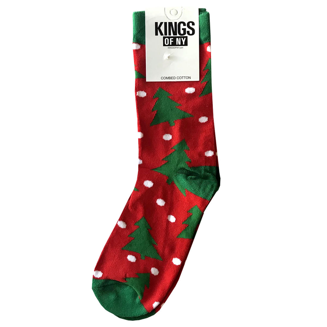 Red Polka Dot Christmas Tree Pattern Mens Cotton Socks