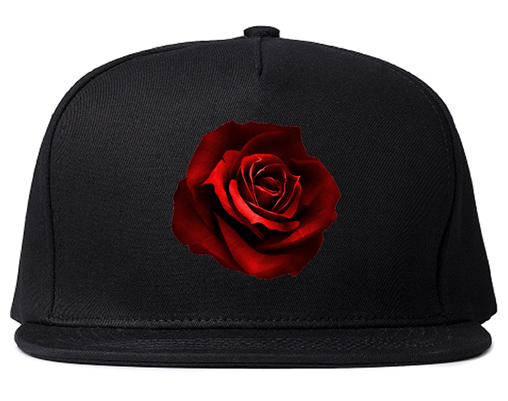 Red_Rose_Pattern Black Snapback Hat
