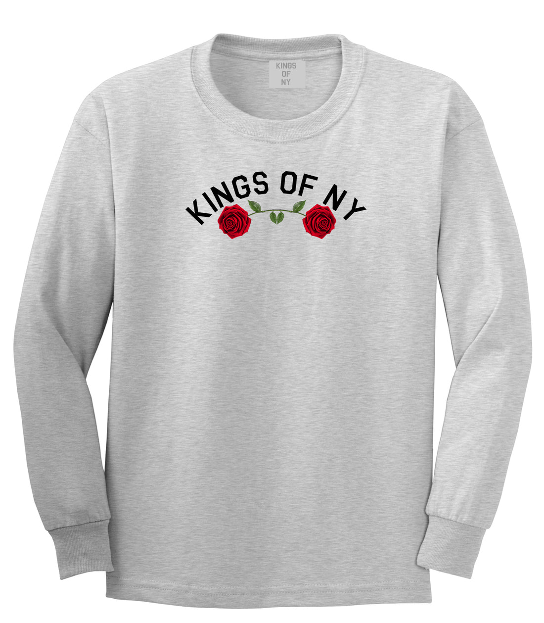 Red Roses Crest KONY Long Sleeve T-Shirt in Grey
