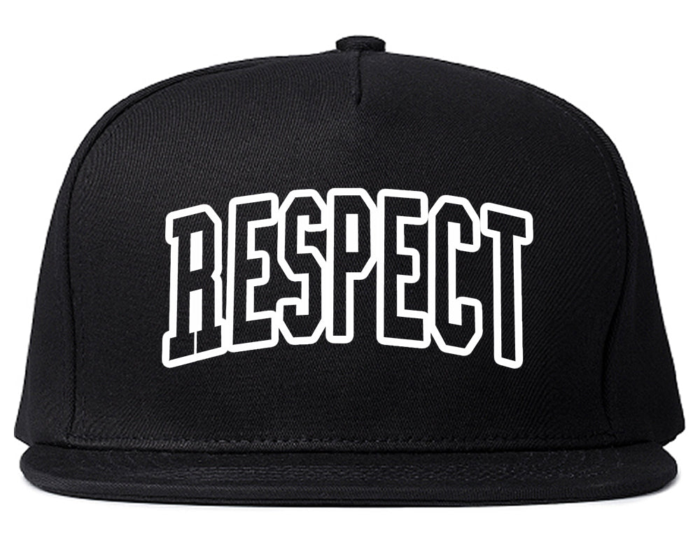 Respect Outline Mens Snapback Hat Black