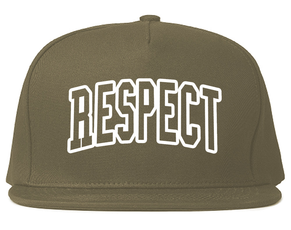 Respect Outline Mens Snapback Hat Grey