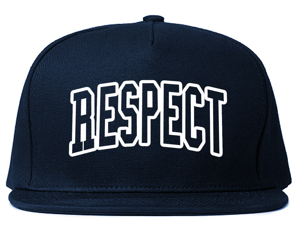 Respect Outline Mens Snapback Hat Navy Blue