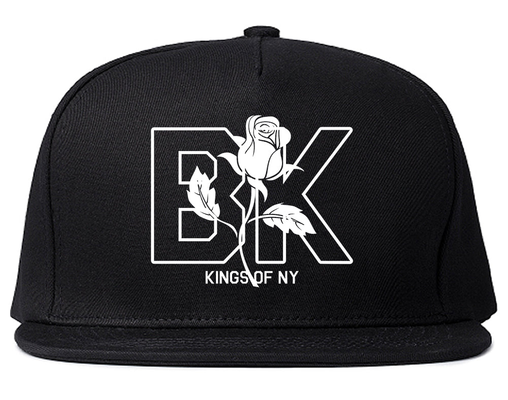 Rose BK Brooklyn Kings Of NY Mens Snapback Hat Black