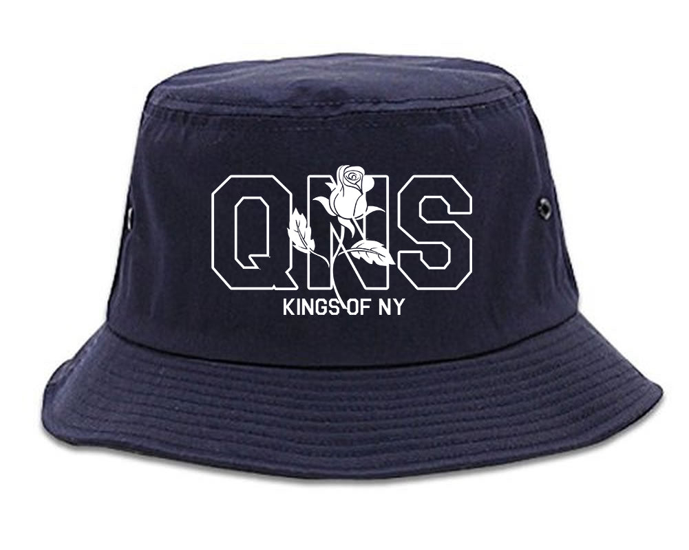 Rose QNS Queens Kings Of NY Mens Bucket Hat Navy Blue