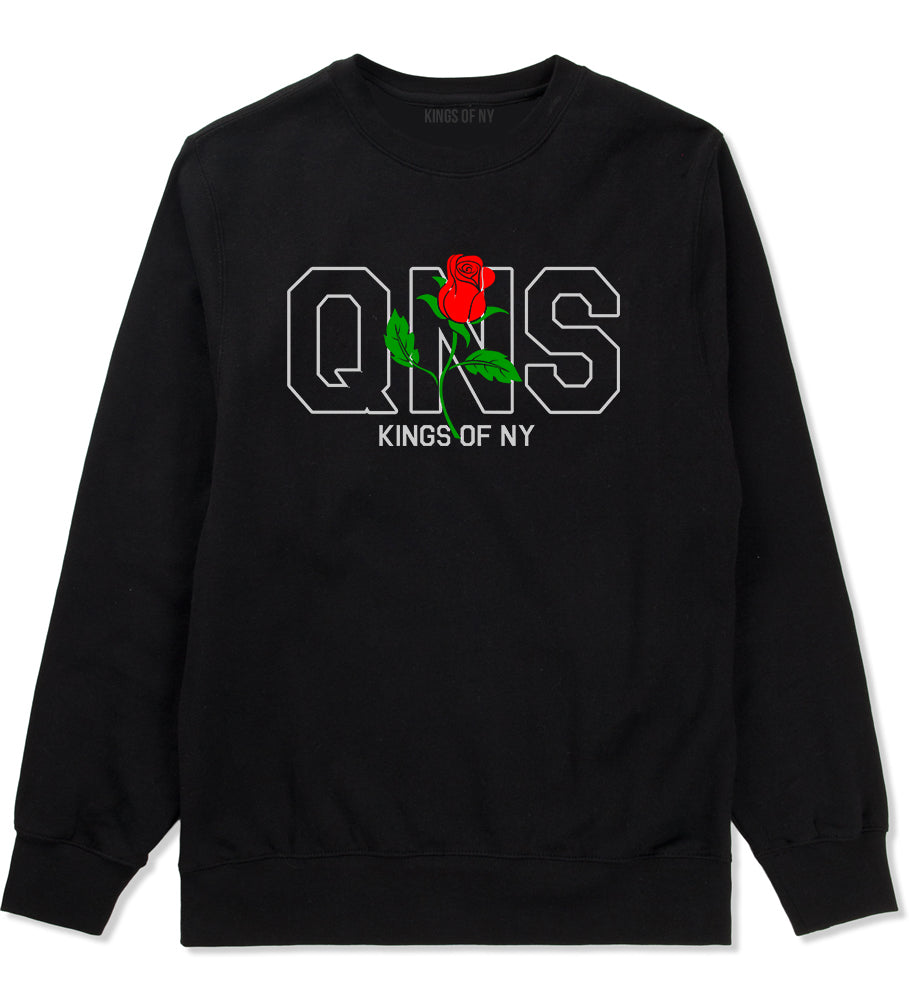 Rose QNS Queens Kings Of NY Mens Crewneck Sweatshirt Black