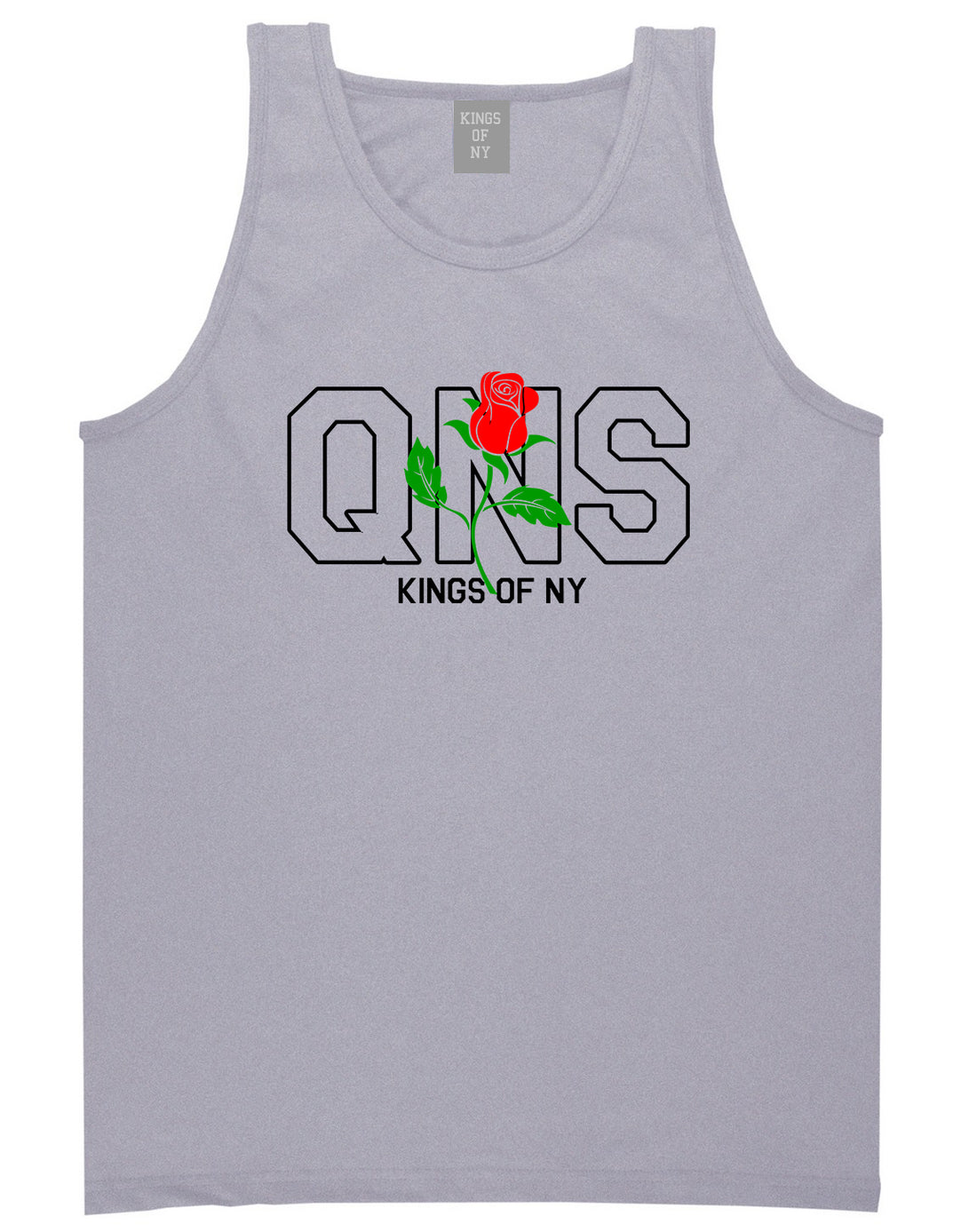 Rose QNS Queens Kings Of NY Mens Tank Top T-Shirt Grey