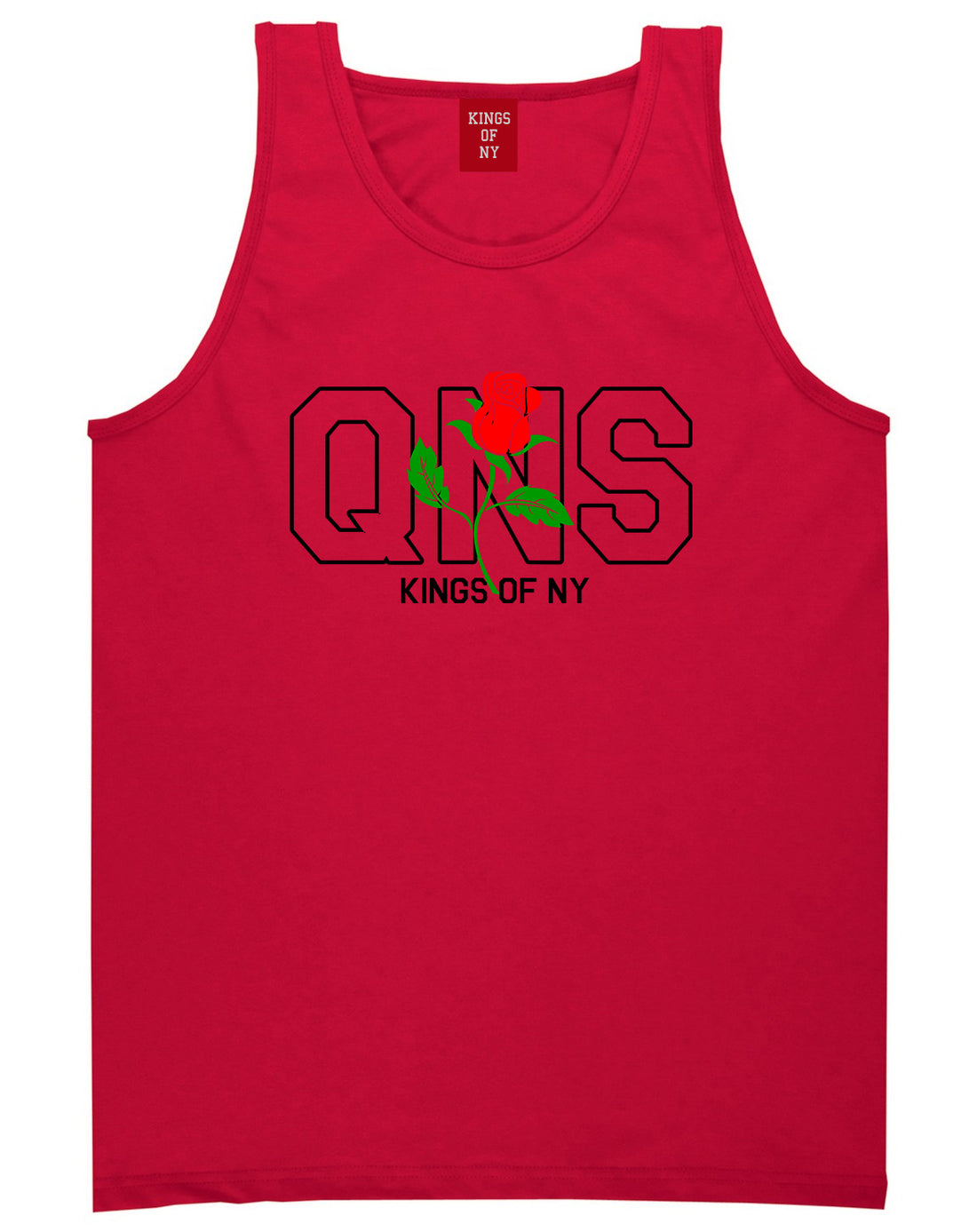 Rose QNS Queens Kings Of NY Mens Tank Top T-Shirt Red