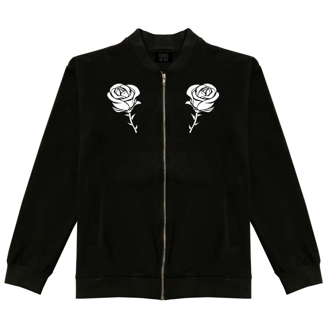 Rose Flower Floral Bomber Jacket Black