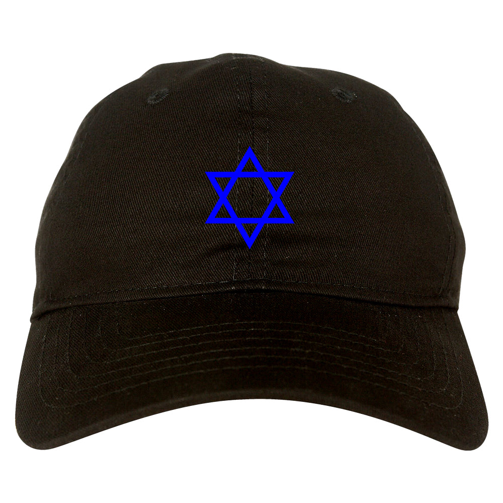 Royal Blue Star Of David Jewish Chest Mens Dad Hat Black