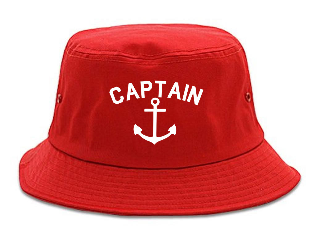 Sailing Captain Anchor Bucket Hat Red