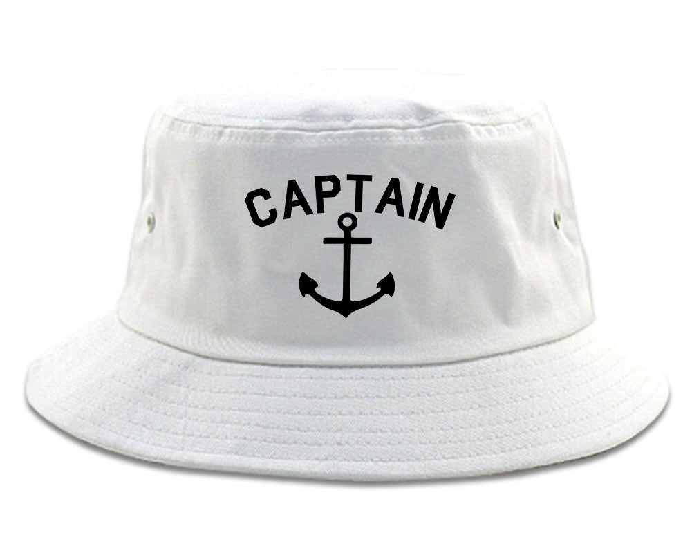 Sailing Captain Anchor Bucket Hat White