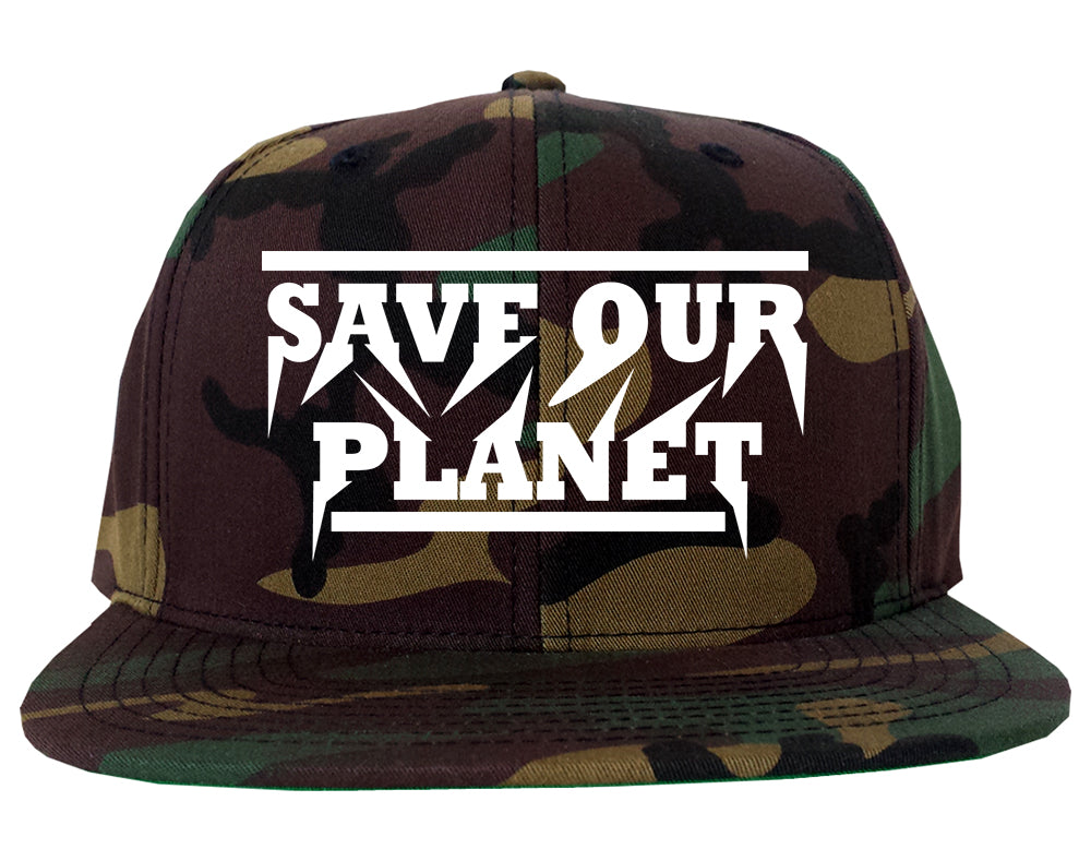 Save Our Planet Mens Snapback Hat Camo