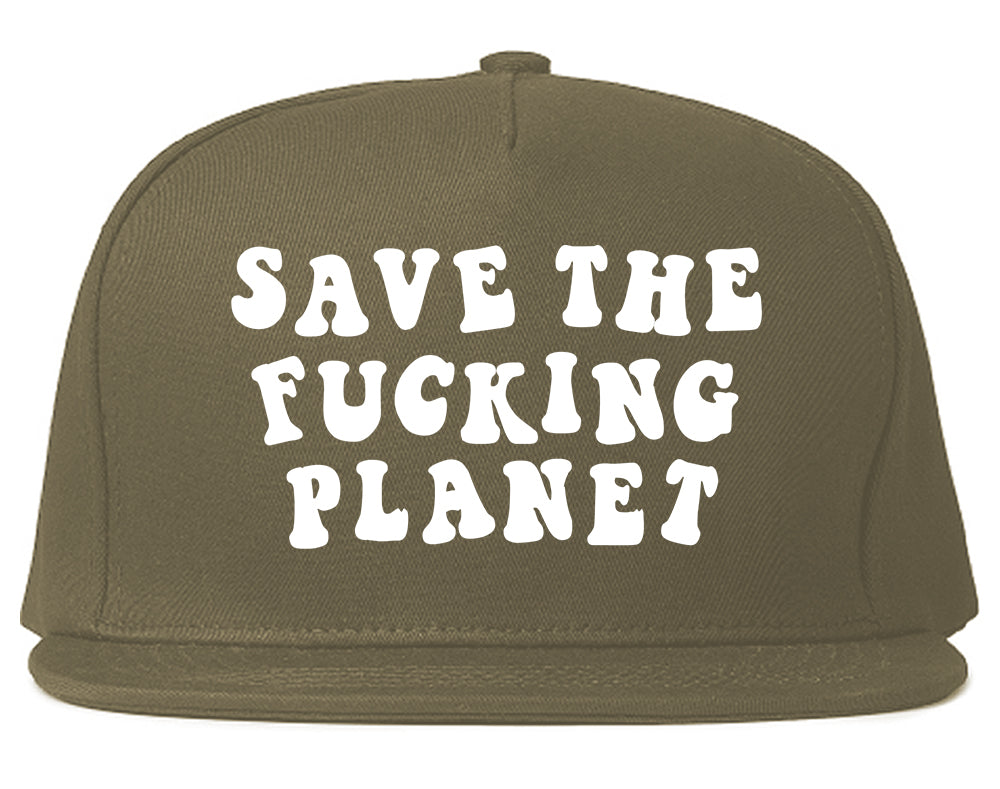 Save The Fucking Planet Mens Snapback Hat Grey