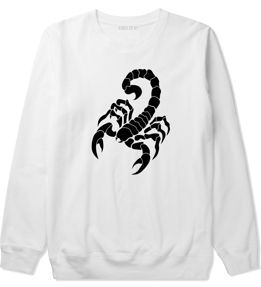 Scorpion Mens Crewneck Sweatshirt White by Kings Of NY