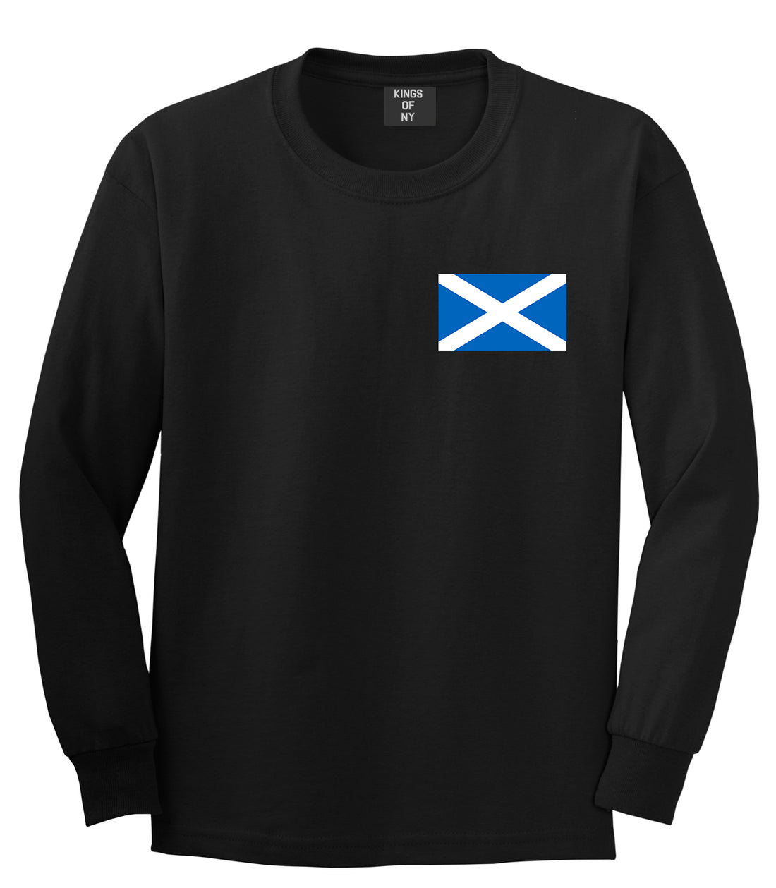 Scotland Flag Country Chest Black Long Sleeve T-Shirt by Kings Of NY
