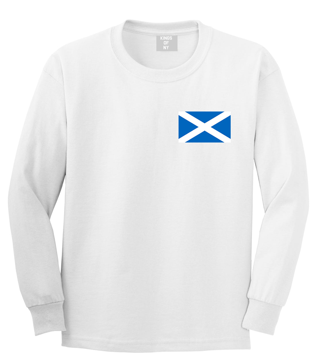 Scotland Flag Country Chest White Long Sleeve T-Shirt by Kings Of NY