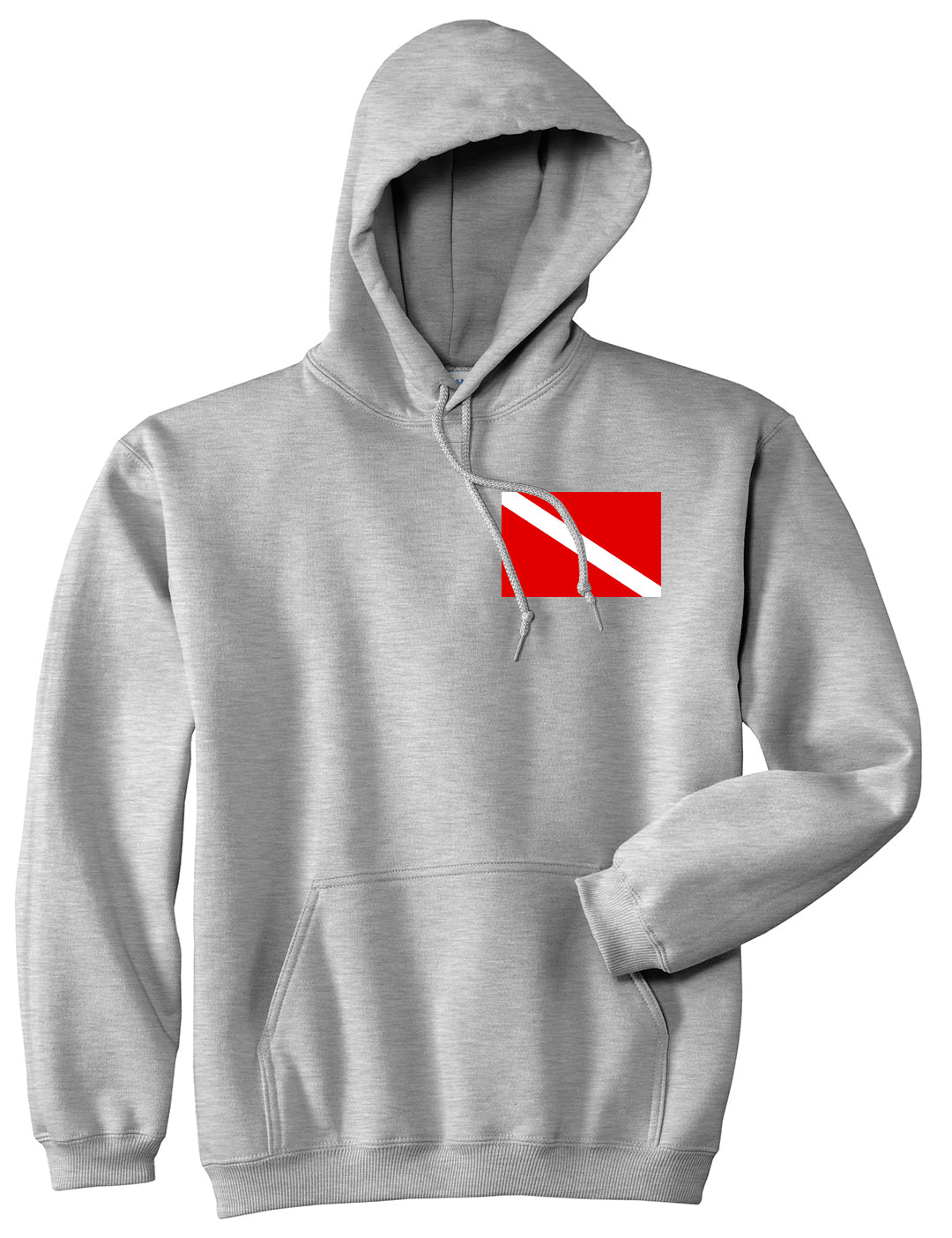 Scuba Dive Flag Chest Mens Grey Pullover Hoodie by Kings Of NY