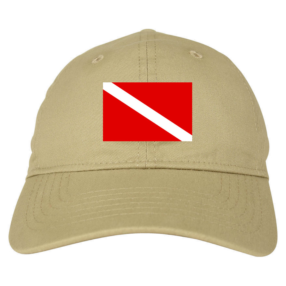Scuba_Dive_Flag_Chest Mens Tan Snapback Hat by Kings Of NY