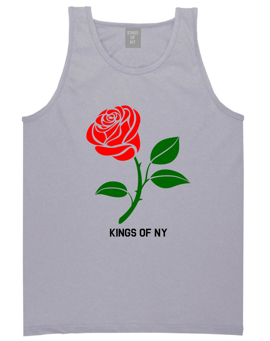 Single Red Rose Mens Tank Top Shirt Grey By Kings Of NY