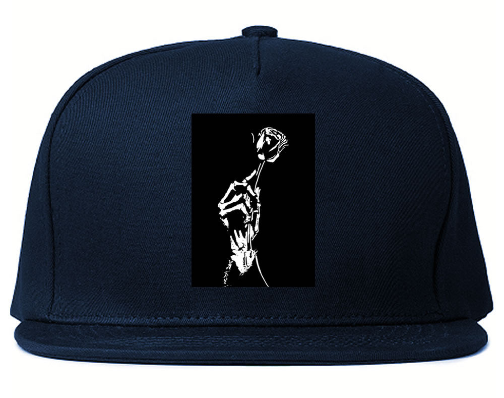 Skeleton Hand Rose Snapback Hat Cap