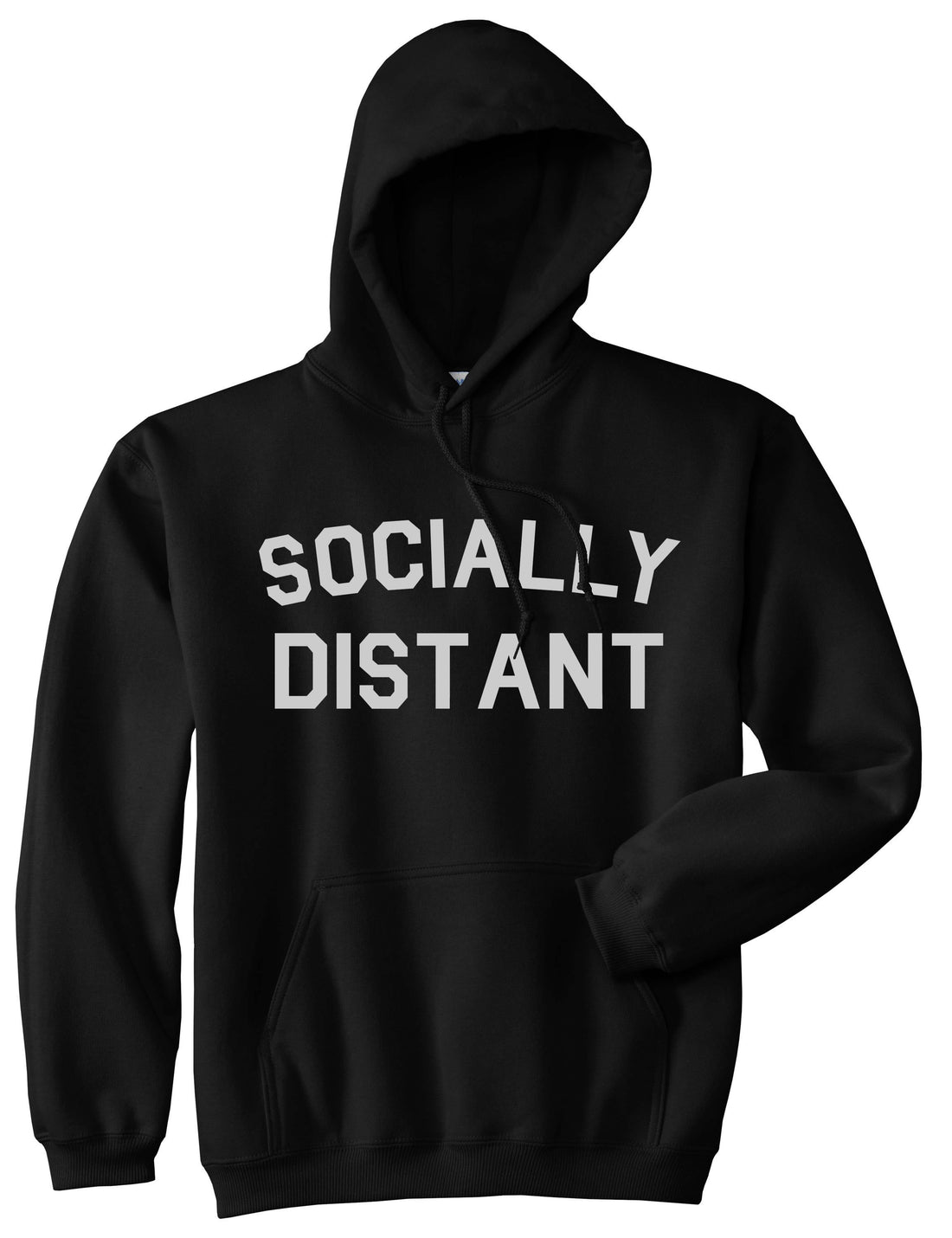 Socially Distant Mens Pullover Hoodie Black