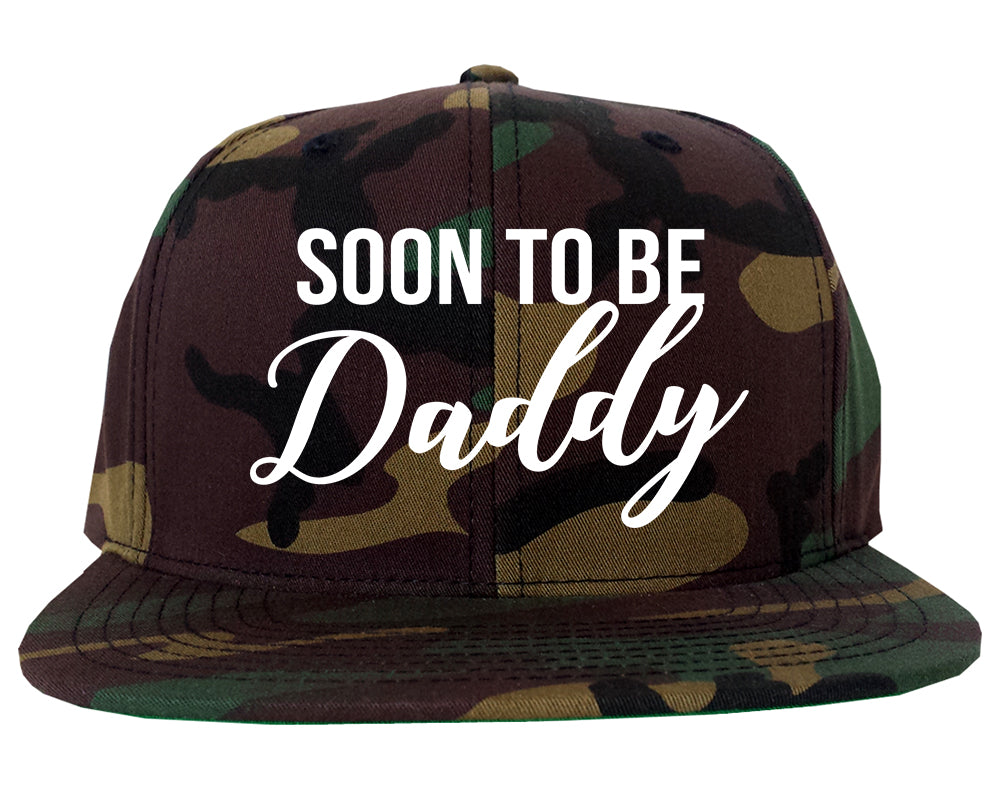 Soon To Be Daddy Pregnancy Announcement Mens Snapback Hat Green Camo