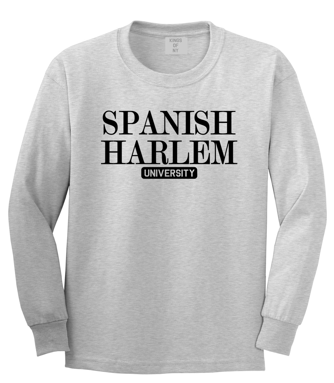 Spanish Harlem University New York Mens Long Sleeve T-Shirt Grey