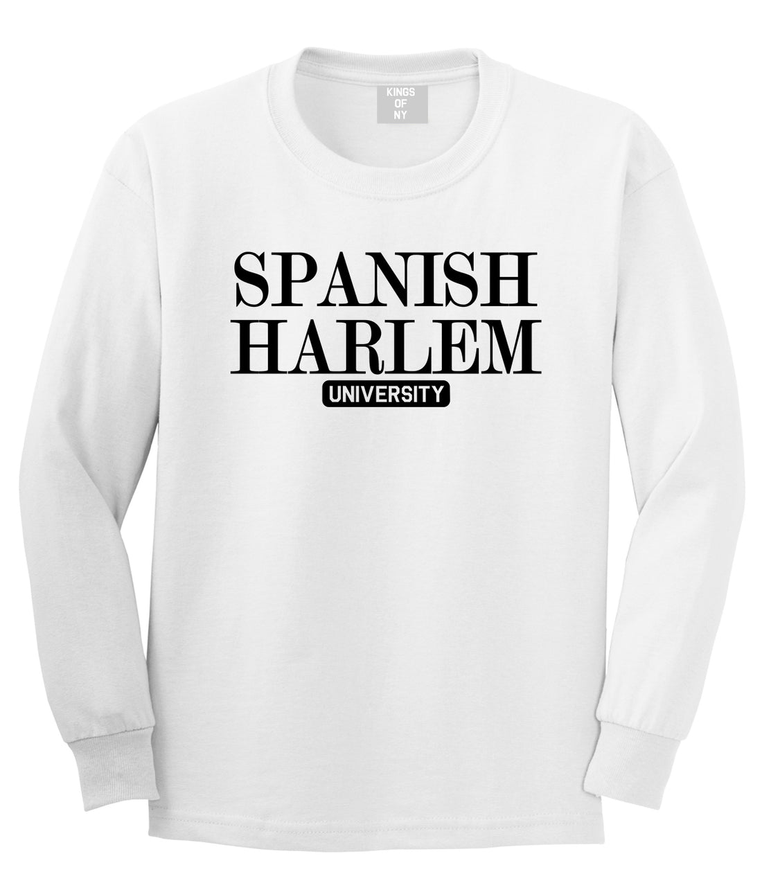 Spanish Harlem University New York Mens Long Sleeve T-Shirt White