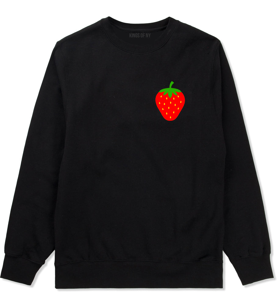 Strawberry Fruit Chest Mens Crewneck Sweatshirt Black