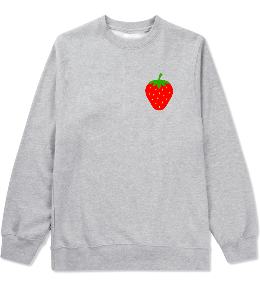 Strawberry Fruit Chest Mens Crewneck Sweatshirt Grey
