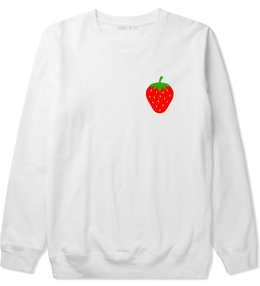 Strawberry Fruit Chest Mens Crewneck Sweatshirt White