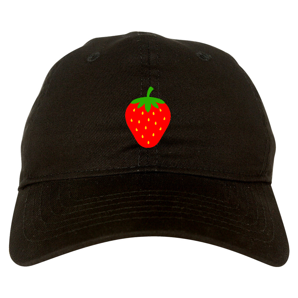 Strawberry Fruit Chest Mens Dad Hat Black