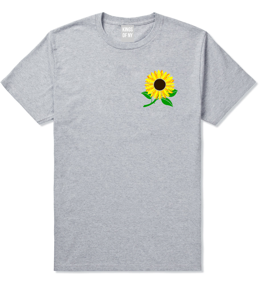 Sunflower Flower Chest Mens T-Shirt Grey