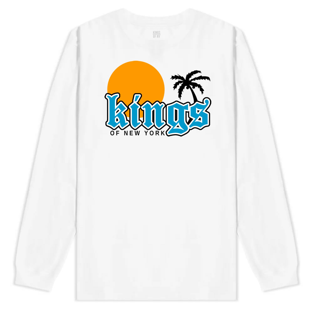 Sunsets And Palm Trees Mens Long Sleeve T-Shirt White