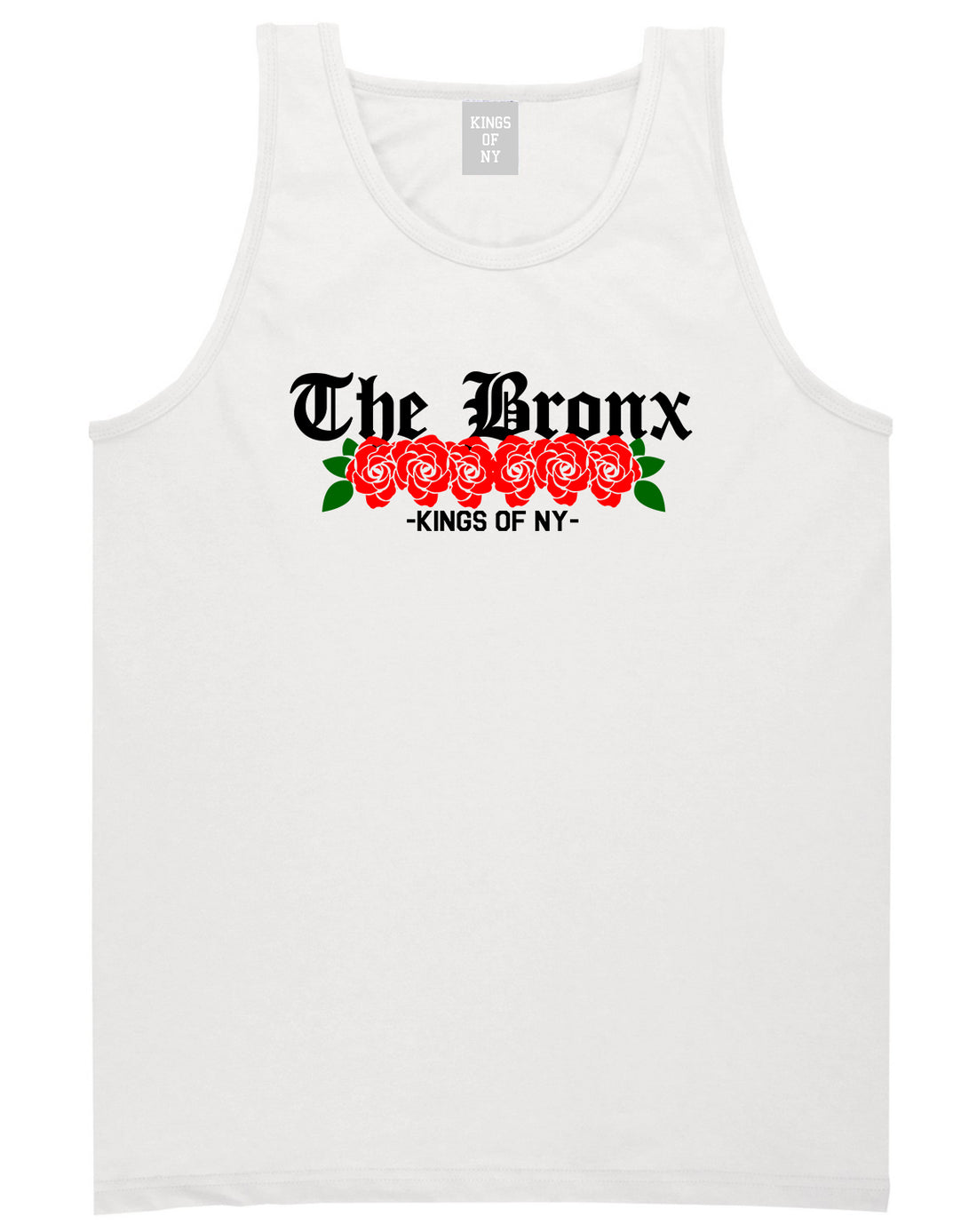 The Bronx Roses Kings Of NY Mens Tank Top T-Shirt White