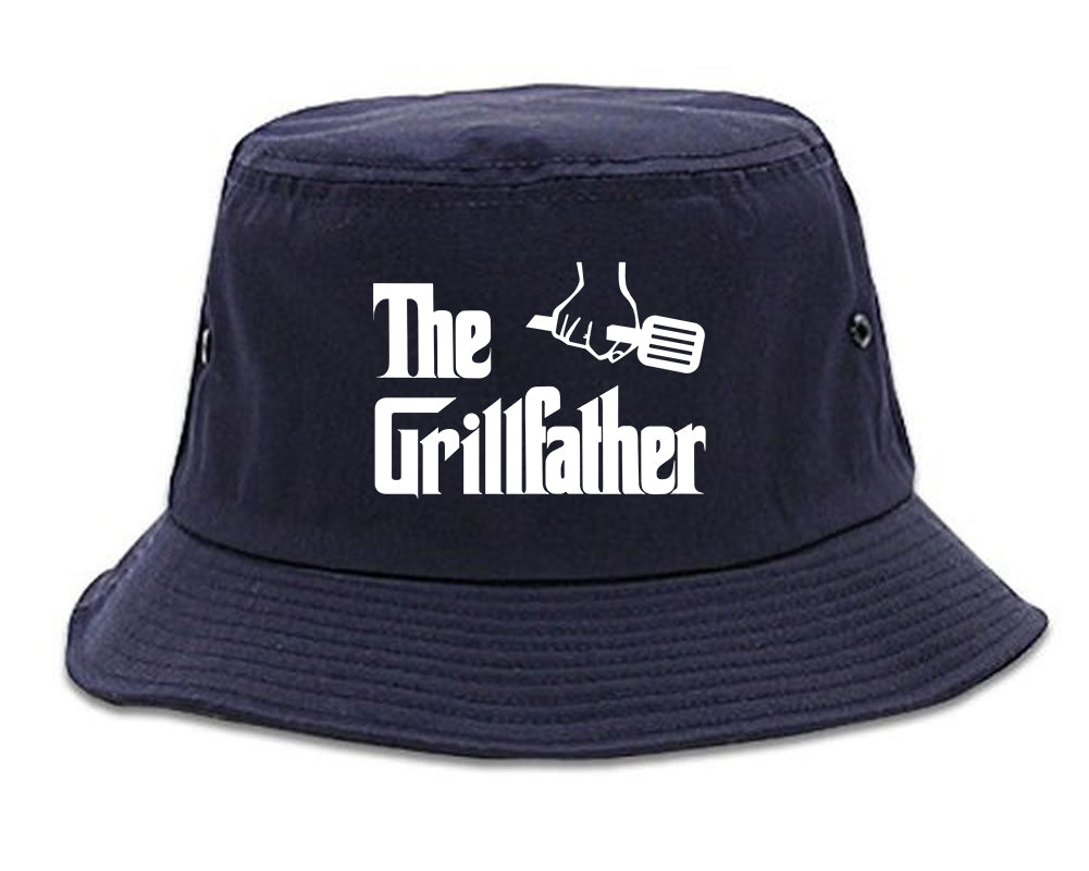 The Grillfather BBQ Dad Grill Mens Bucket Hat Navy Blue