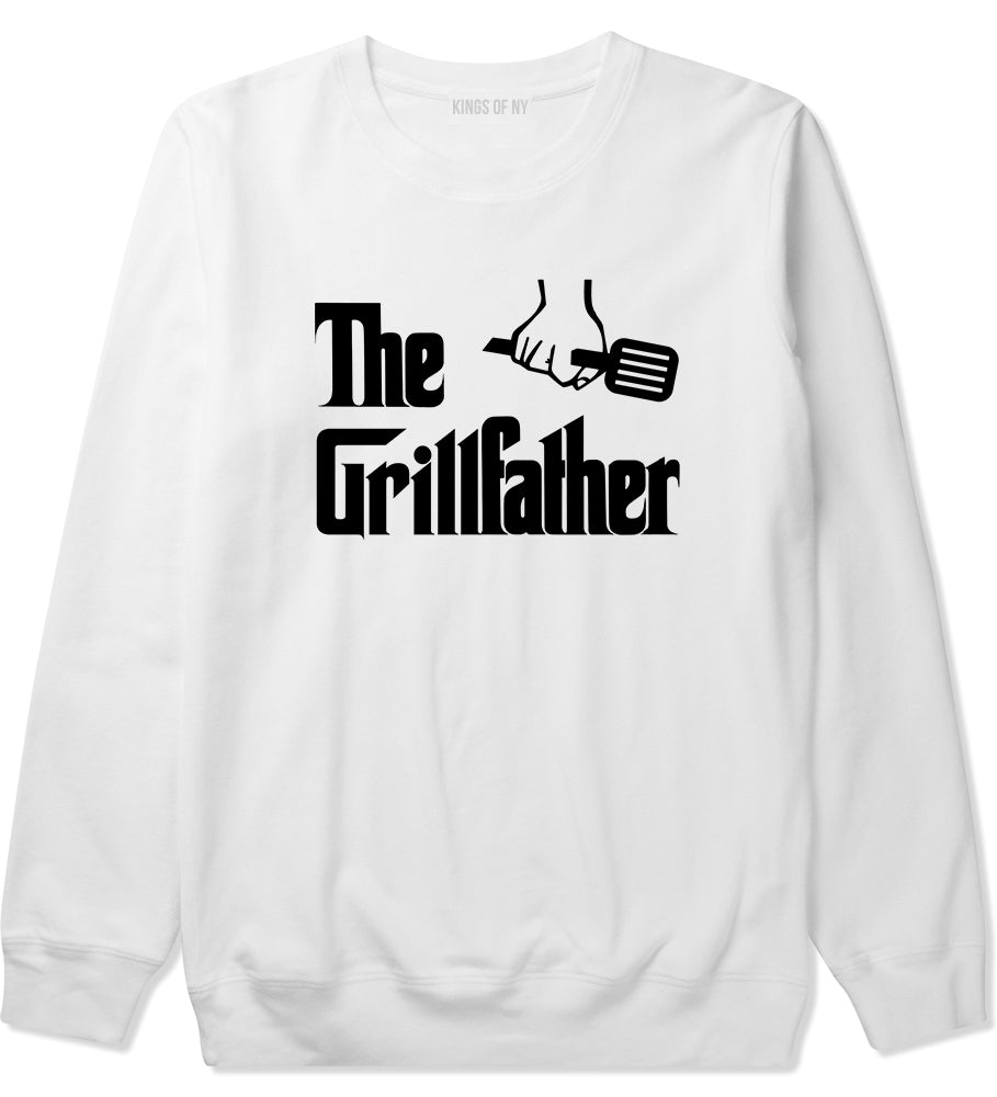 The Grillfather BBQ Dad Grill Mens Crewneck Sweatshirt White