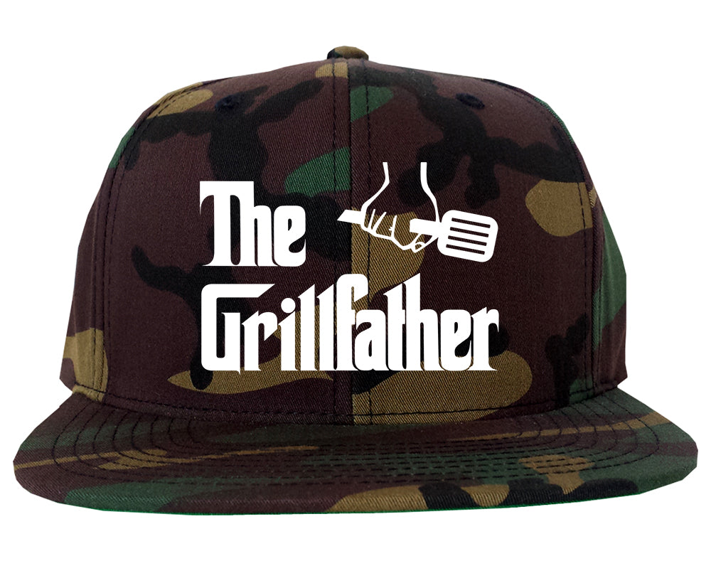The Grillfather BBQ Dad Grill Mens Snapback Hat Army Camo