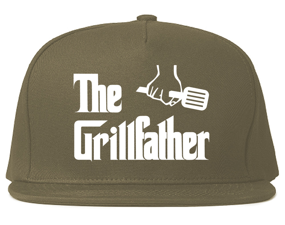 The Grillfather BBQ Dad Grill Mens Snapback Hat Grey