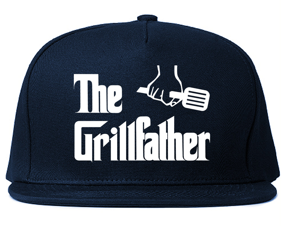The Grillfather BBQ Dad Grill Mens Snapback Hat Navy Blue