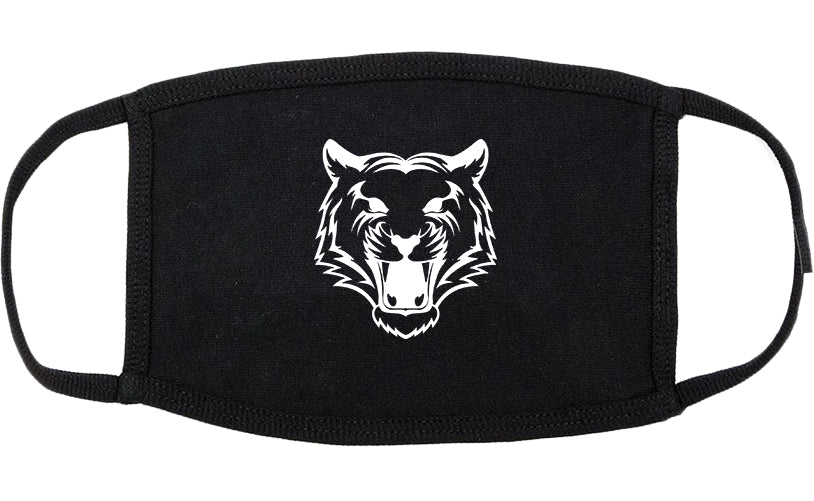 Tiger Face Outline Cotton Face Mask Black