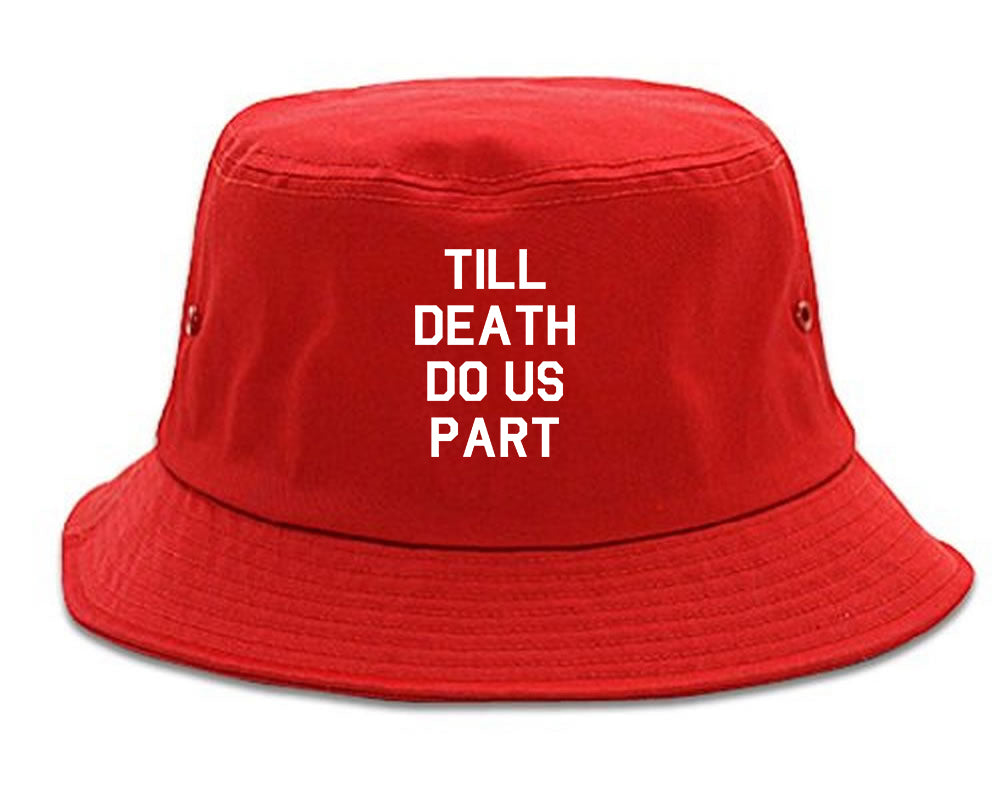 Till Death Do Us Part Skull Mens Bucket Hat Red