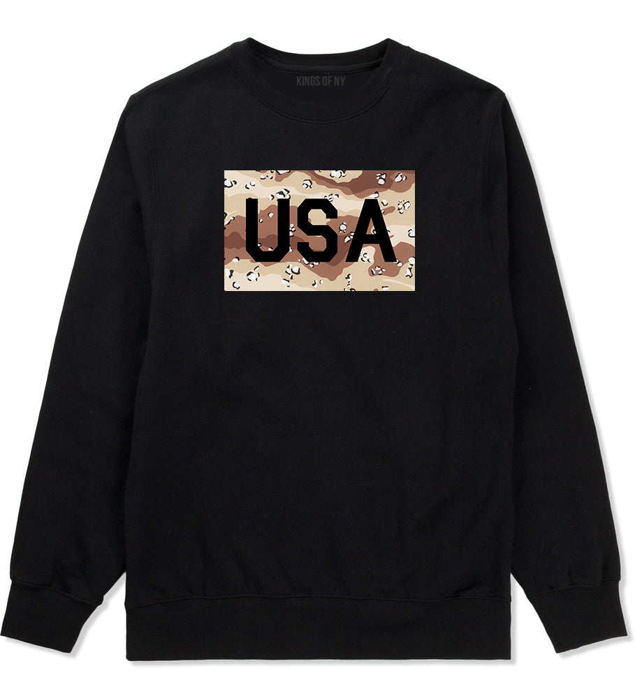 USA Desert Camo Army Mens Black Crewneck Sweatshirt by Kings Of NY