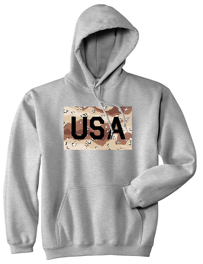 USA Desert Camo Army Mens Grey Pullover Hoodie by Kings Of NY