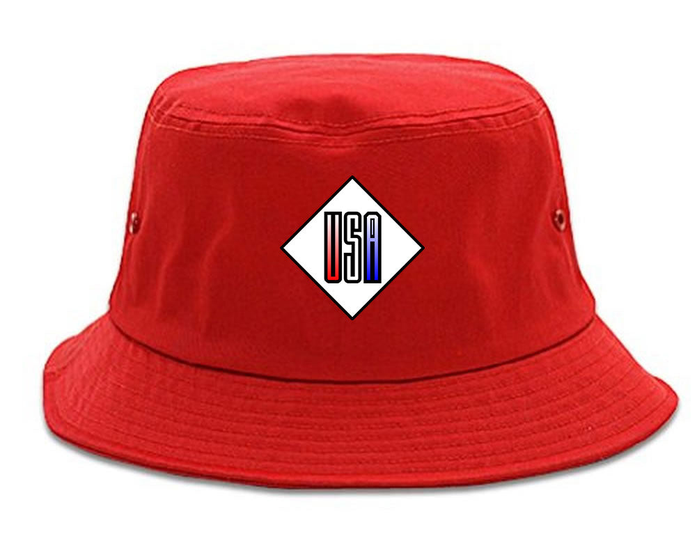 USA Diamond Logo Bucket Hat in Red