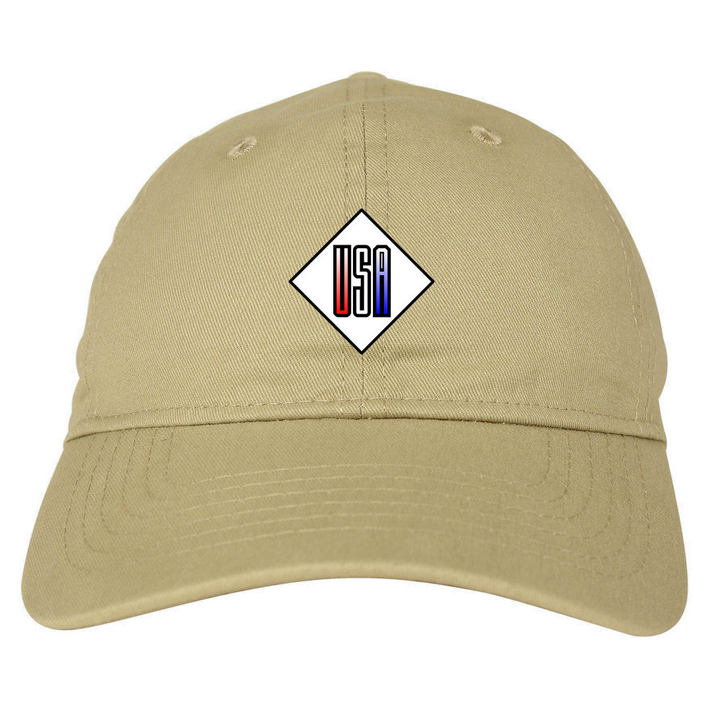 USA Diamond Logo Dad Hat in Beige