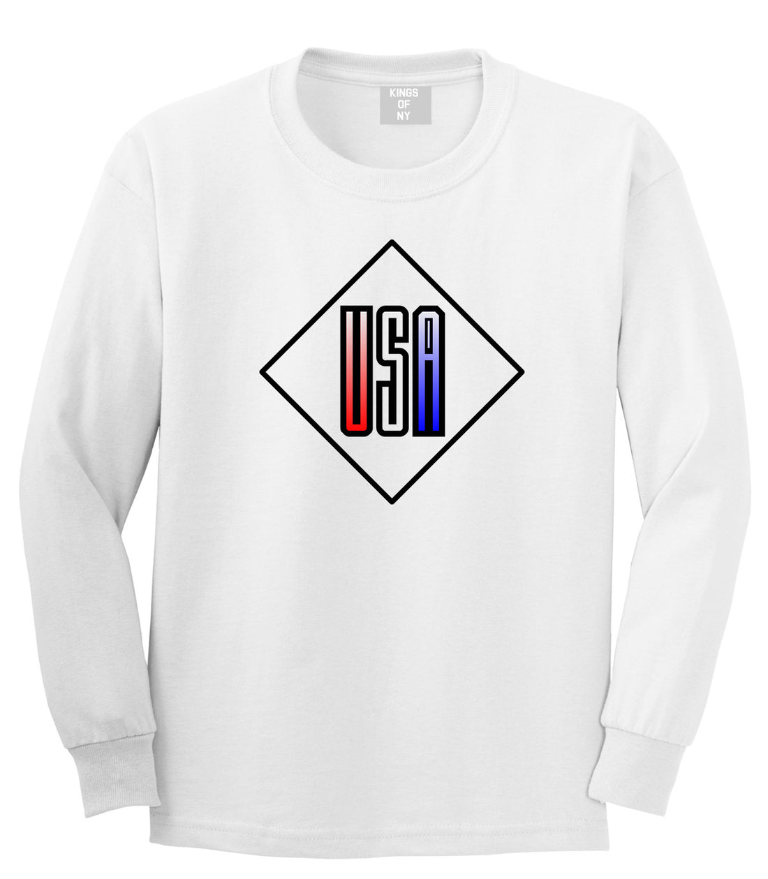 USA Diamond Logo Long Sleeve T-Shirt in White